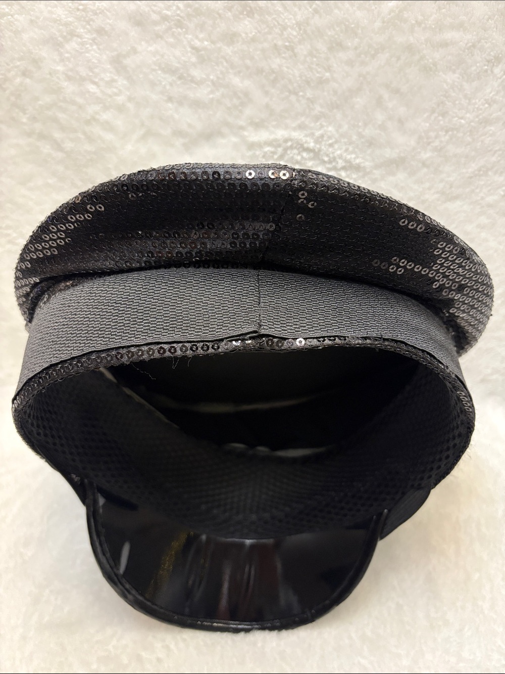 Black Sequin Police Style Cap with Silver Trim Detail - Picture 5 of 10